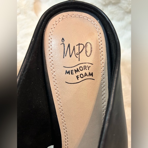IMPO Memory Foam Black Faux Leather Unique Design Wedge Heel women’s size 9.5M - Picture 8 of 13